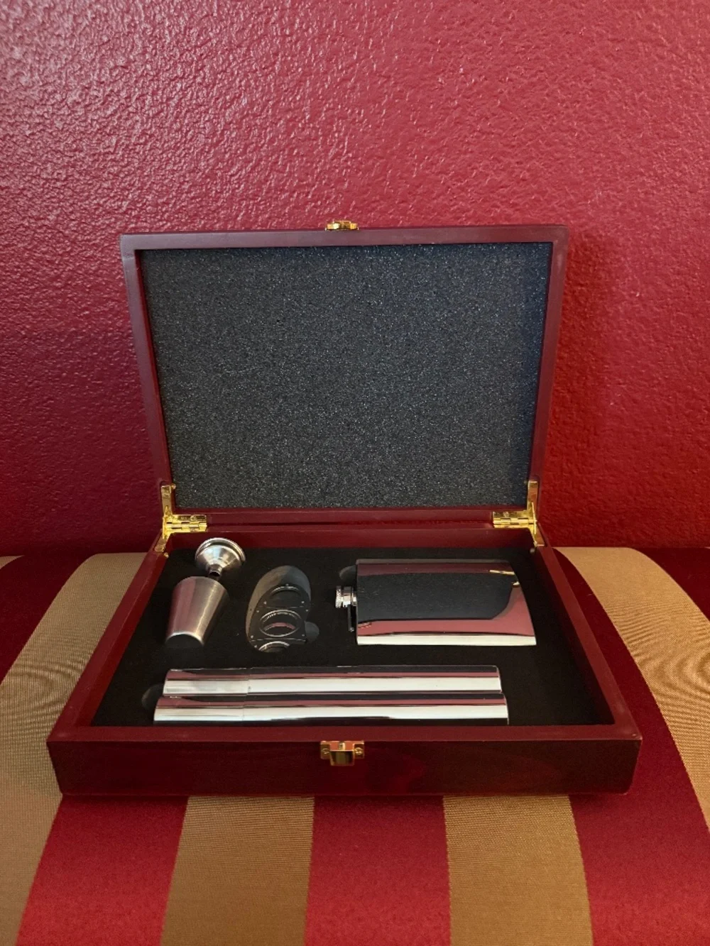 Stainless 5-piece Flask & Cigar Set